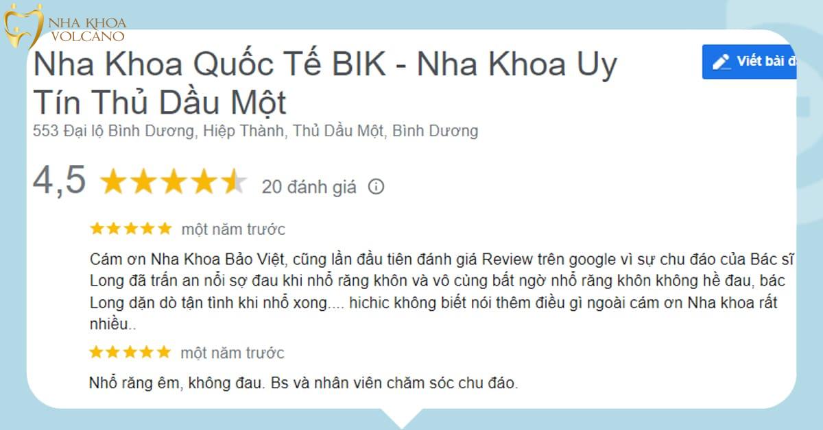Đánh giá từ khách hàng về dịch vụ nhổ răng tại Nha khoa Quốc tế BIK
