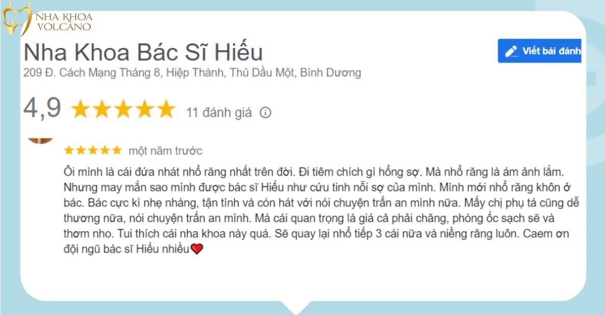 Review dịch vụ nhổ răng nha khoa Bác sĩ Hiếu