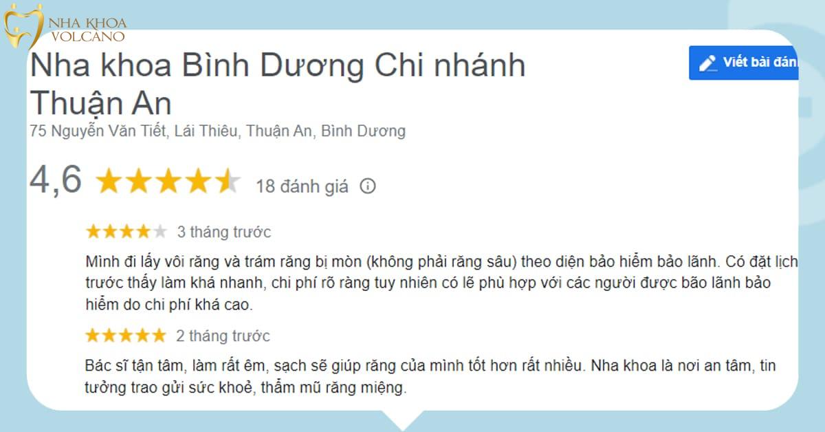 Đánh giá của khách hàng về Nha khoa Bình Dương